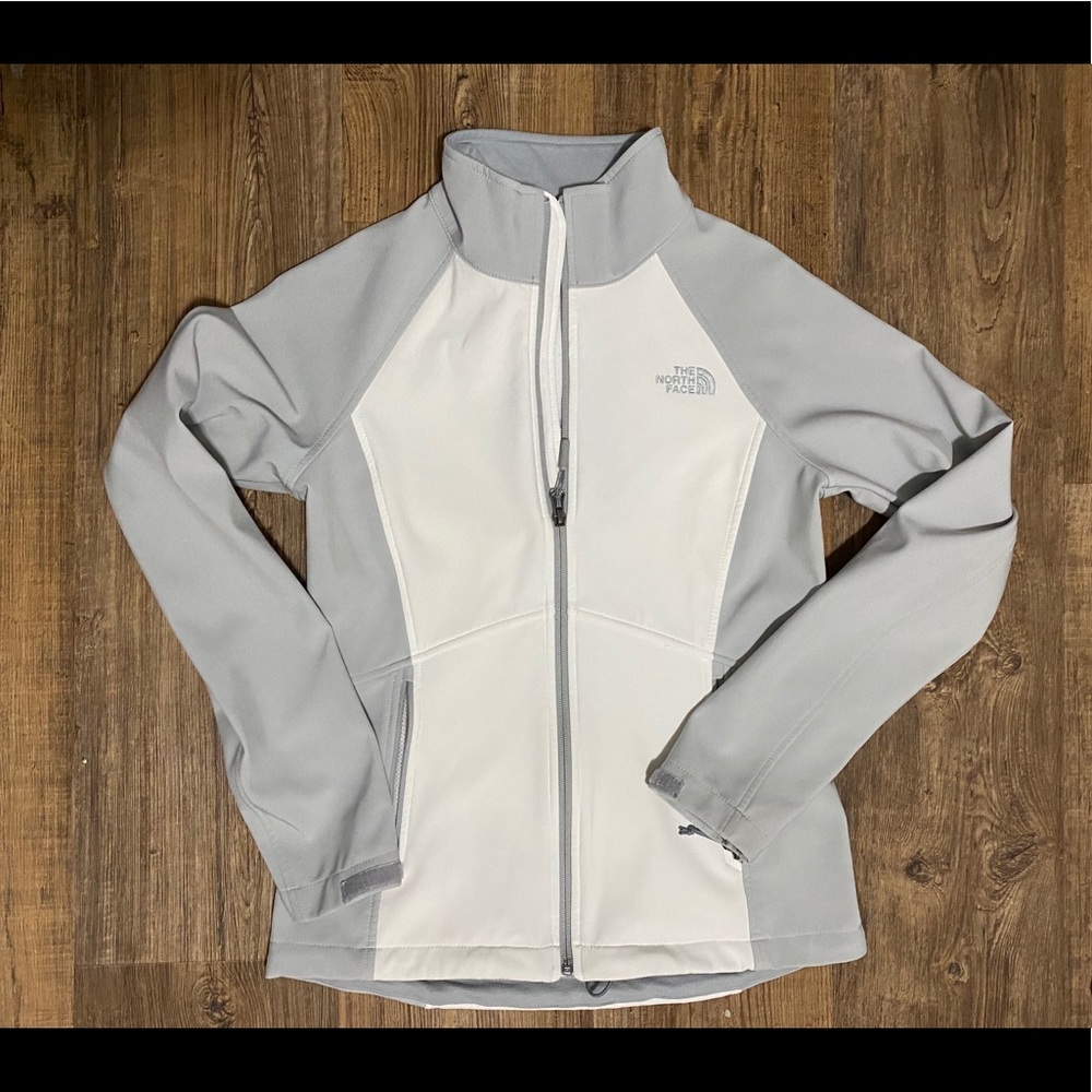 The North Face Grey and White Softshell Jacket